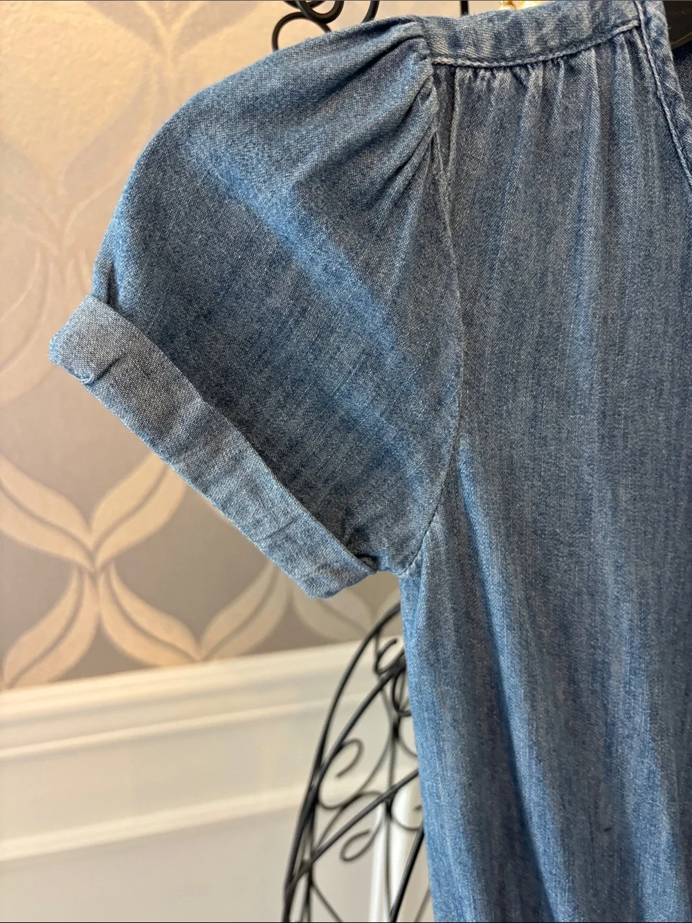 GAP Girls Blue Chambray Button-Front Jumpsuit